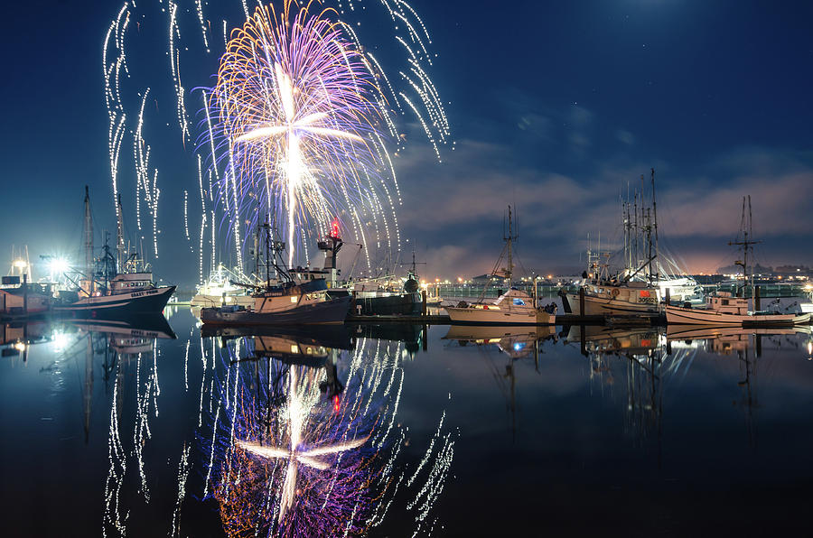 Fireworks over the Bay Photograph by Margaret Pitcher