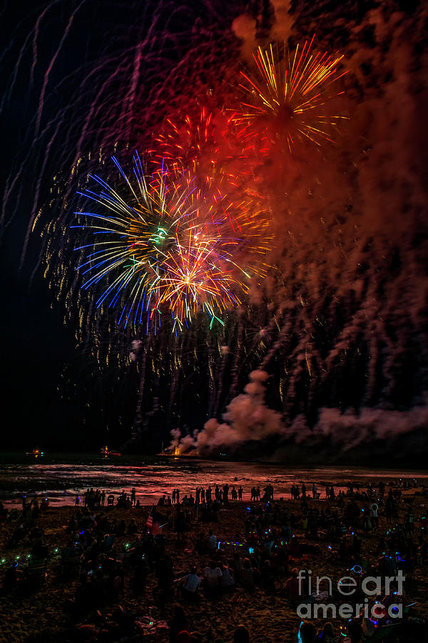 Fireworks over the Beach Photograph by Nick Zelinsky Jr