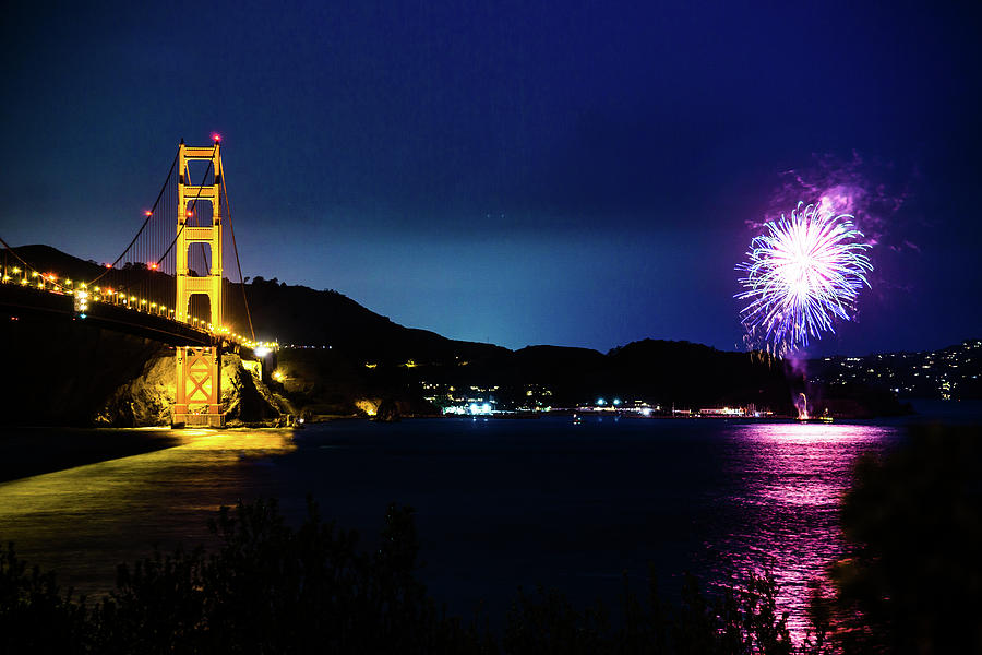 Fireworks Over The Golden Gate Photograph