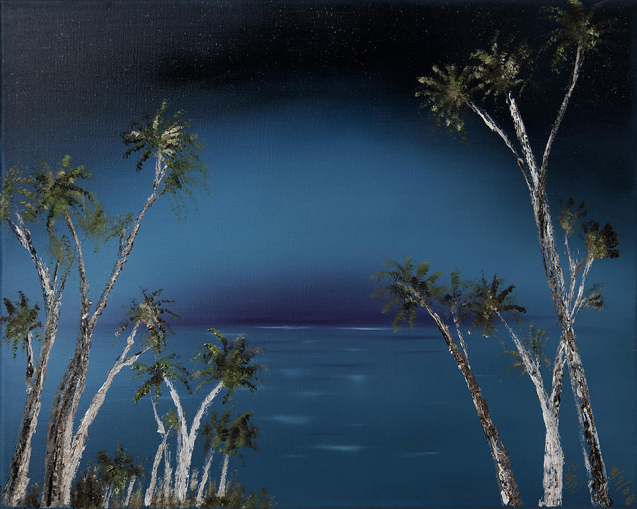 Fireworks Palms Painting by Stephen Daddona