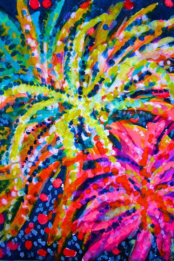 Fireworks Painting by Polly Castor