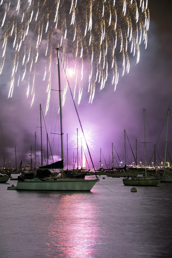 Fireworks Purple Glow Photograph by Robert VanDerWal