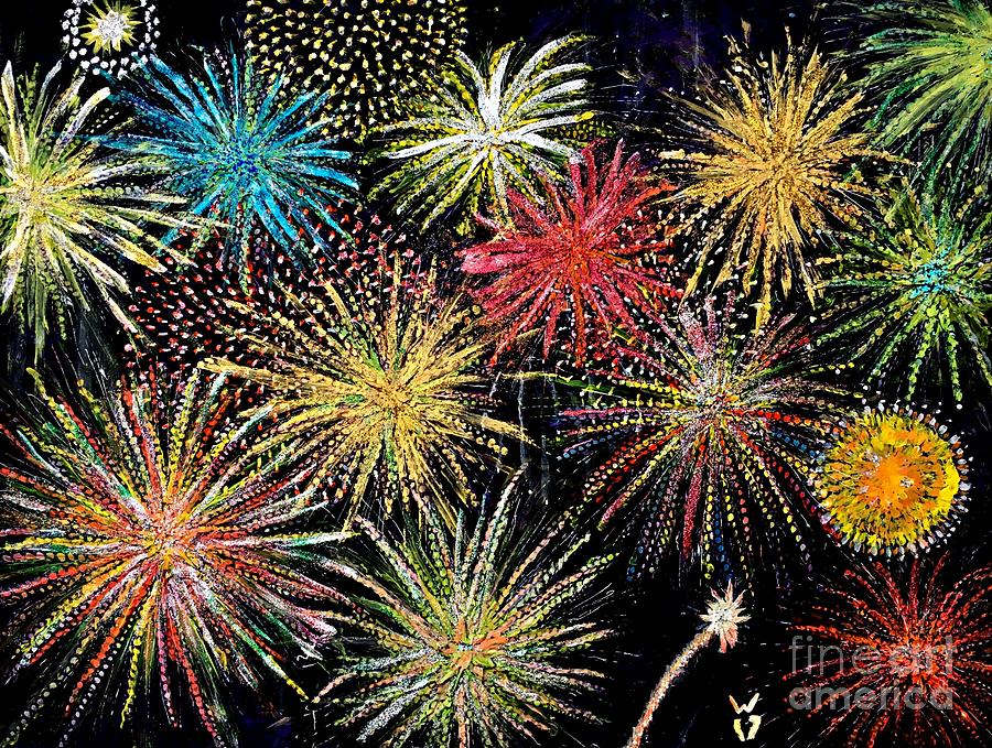 Fireworks Painting by Richard Wandell