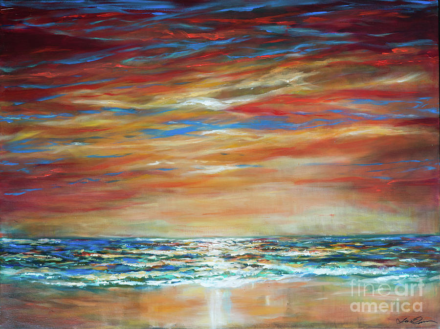 Firey Sky Painting by Linda Olsen
