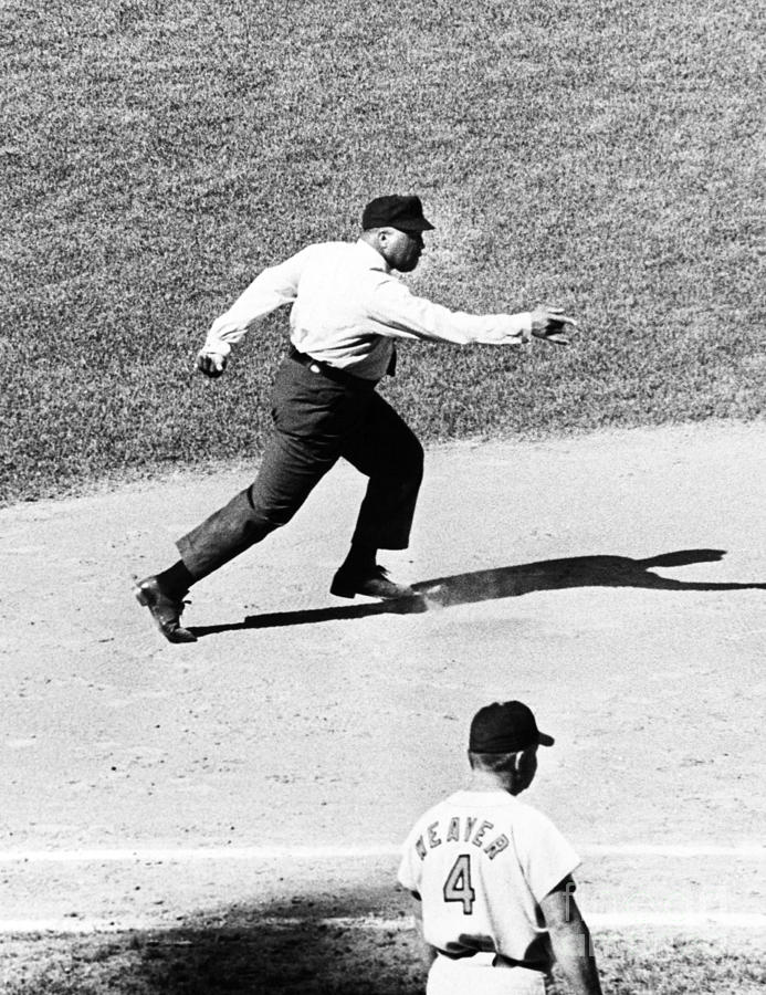 First African American MLB umpire Emmett Ashford shows his spirited OUTJuly  8, 1968 by William Jacobellis