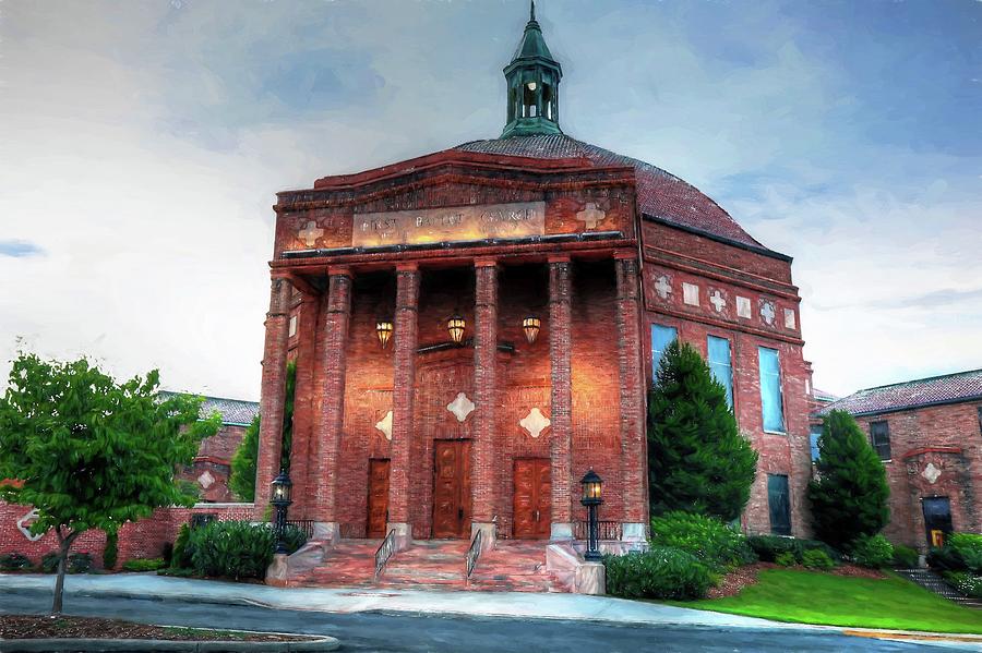 First Baptist Church Of Asheville North Carolina Painted Photograph by Carol Montoya
