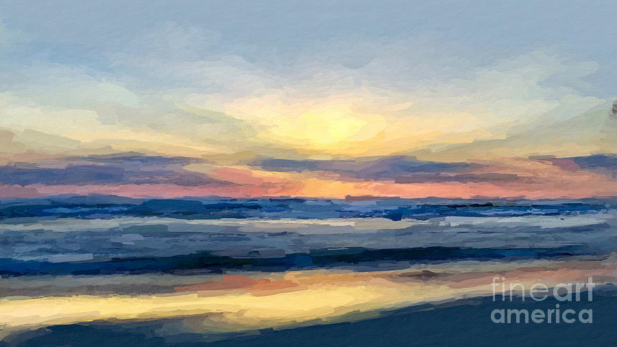 First Beach Sunrise Abstract Mixed Media by Anthony Fishburne