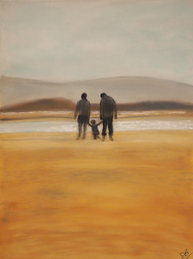 First Beach Visit Pastel by Dave Griffiths