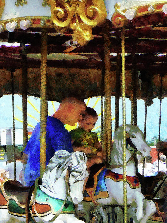 First Carousel Ride Photograph by Susan Savad