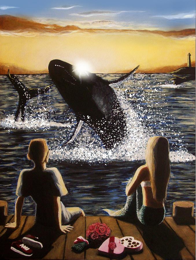 Whale Painting - First Date by Amber Stanford