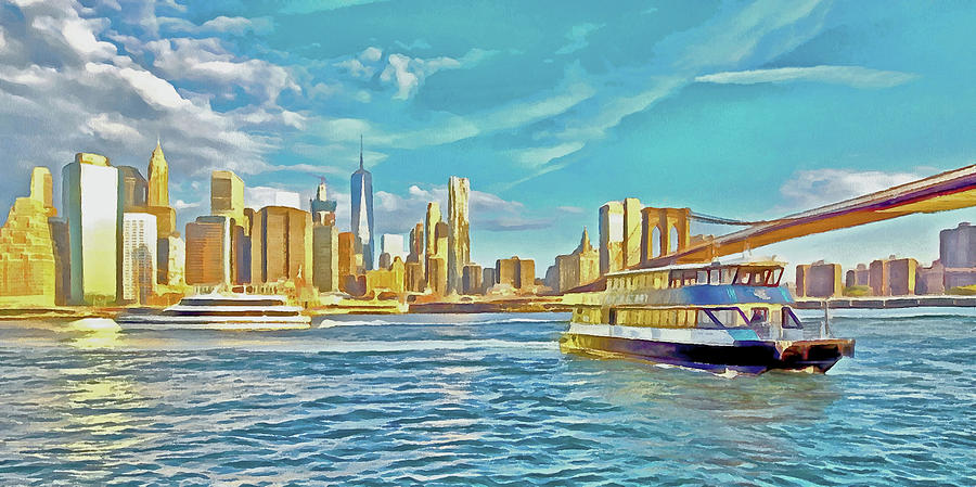 First East River Ferry of the Day Digital Art by Digital Photographic Arts