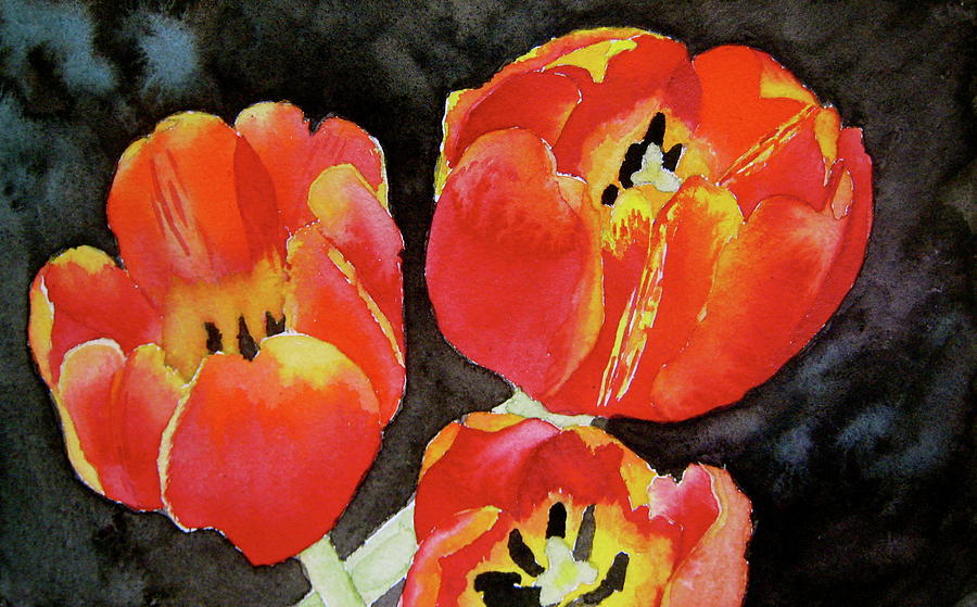 Tulip Painting - First Fire by Beverley Harper Tinsley