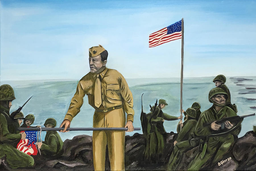 Flag Painting - First Flag Raising Iwo Jima by Dean Glorso