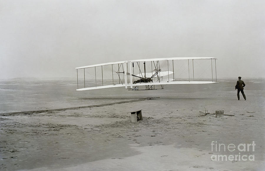 First Flight Captured On Glass Negative Painting by Celestial Images