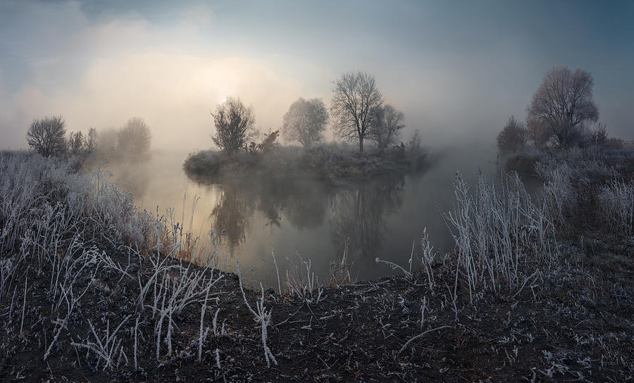 First frost on the river Photograph by Stanislav Salamanov - Fine Art ...