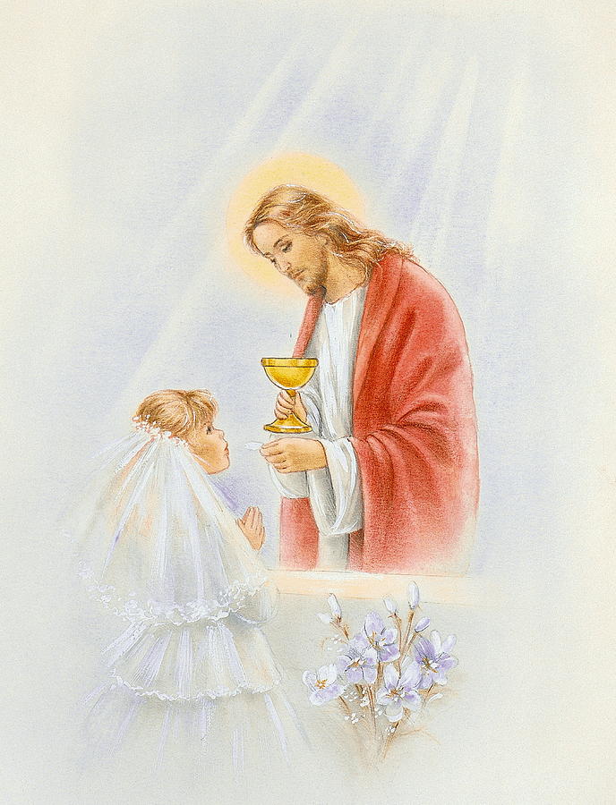 First holy communion for girl Drawing by Patrick Hoenderkamp Fine Art
