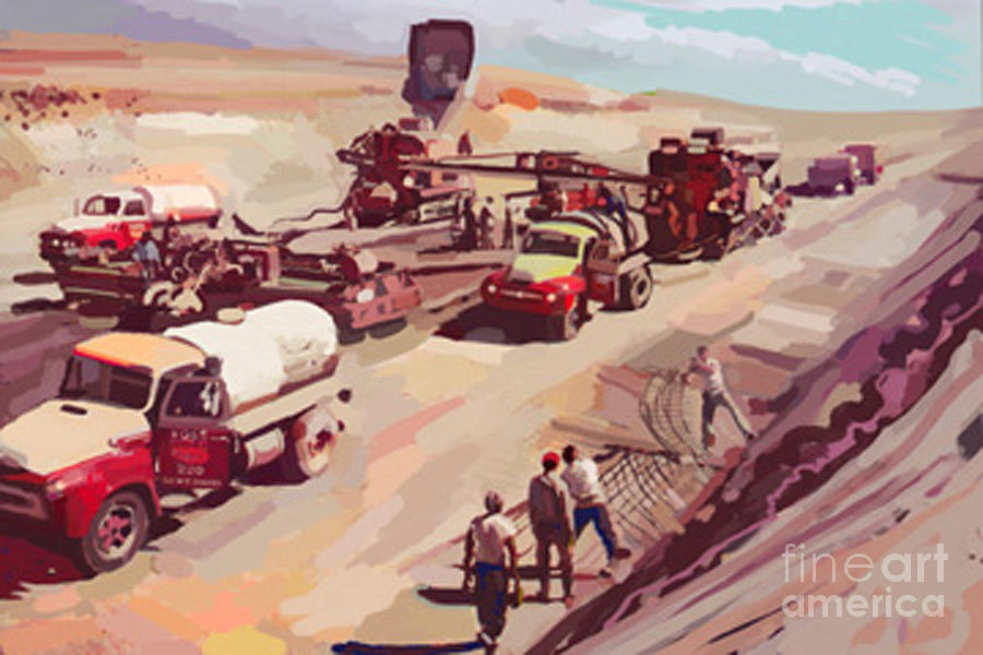 Bulldozers Painting - First Interstate by Brad Burns