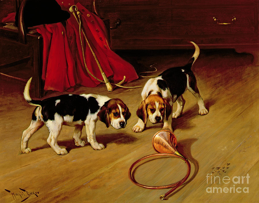Dog Painting - First Introduction by Wright Barker