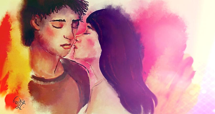First Kiss Digital Art by Duhita Banerjee