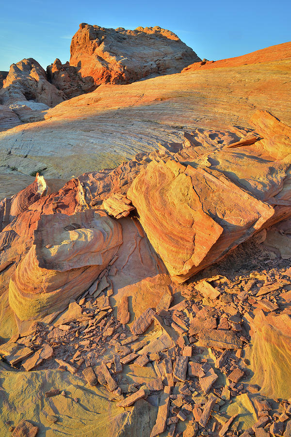 First Light High Above Wash 3 in Valley of Fire Photograph by Ray Mathis