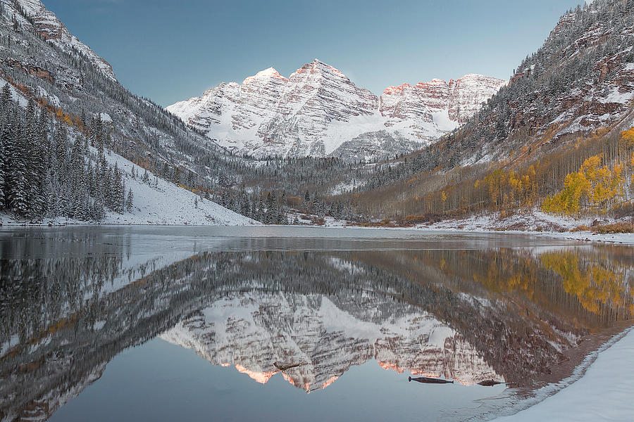 First Light on Maroon Bells Photograph by Jemmy Archer