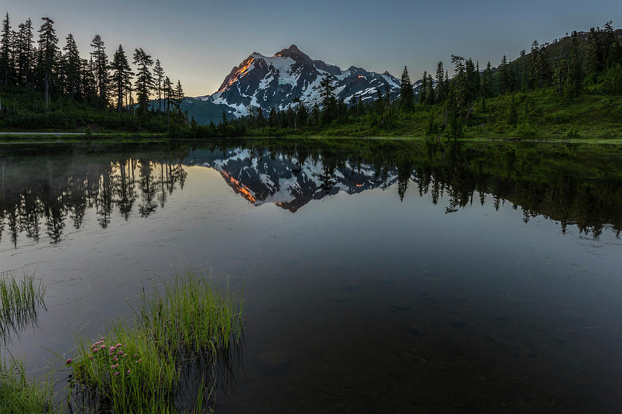 First Light on Picture Lake Photograph by Jon Glaser
