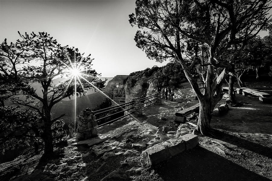 First light over Yavapai black and white Photograph by Eduard Moldoveanu