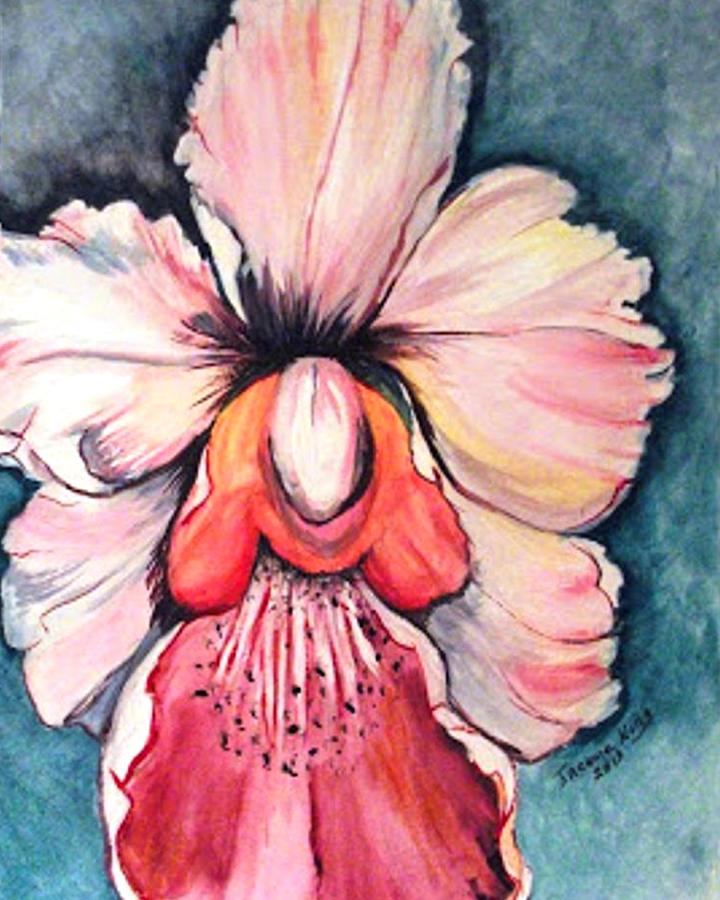 Orchid Painting - First Orchid by Jacquie King