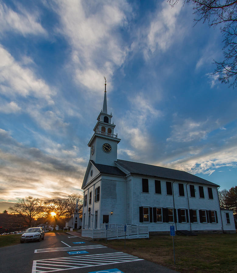 First Parish Church Sunset, Milton Massachusetts Photograph by Brian MacLean