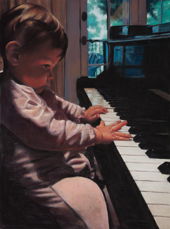 First Piano Lesson Pastel by Christopher Reid