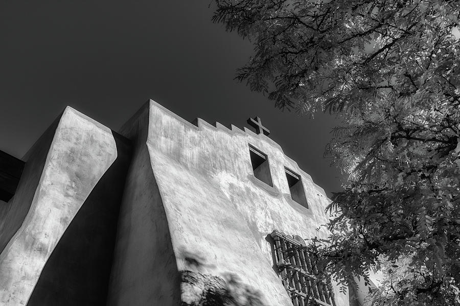 First Presbyterian Church of Santa Fe in bw Photograph by James Barber