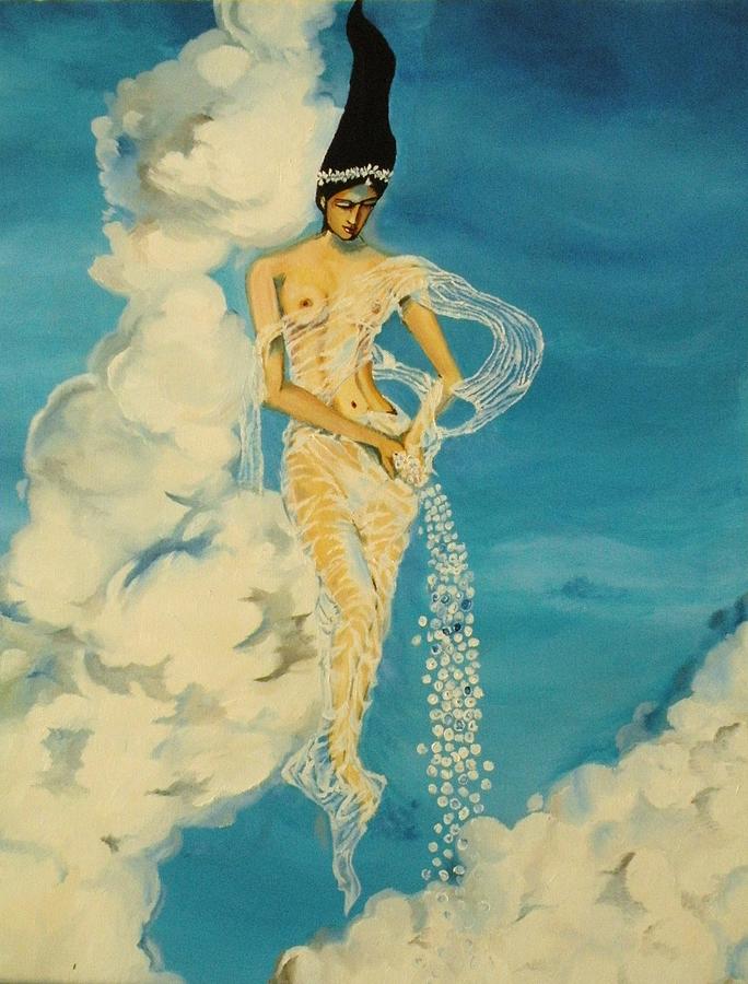 Sky Painting - First Shower by Chandana Paravastu