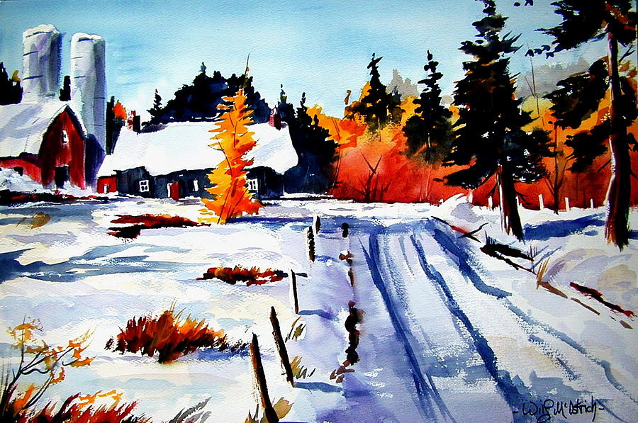 First Snow and Last of Fall Painting by Wilfred McOstrich