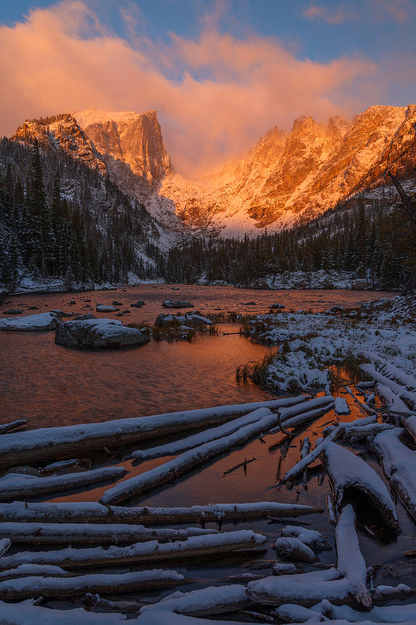 First Snow at Dream Lake Photograph by Dustin LeFevre