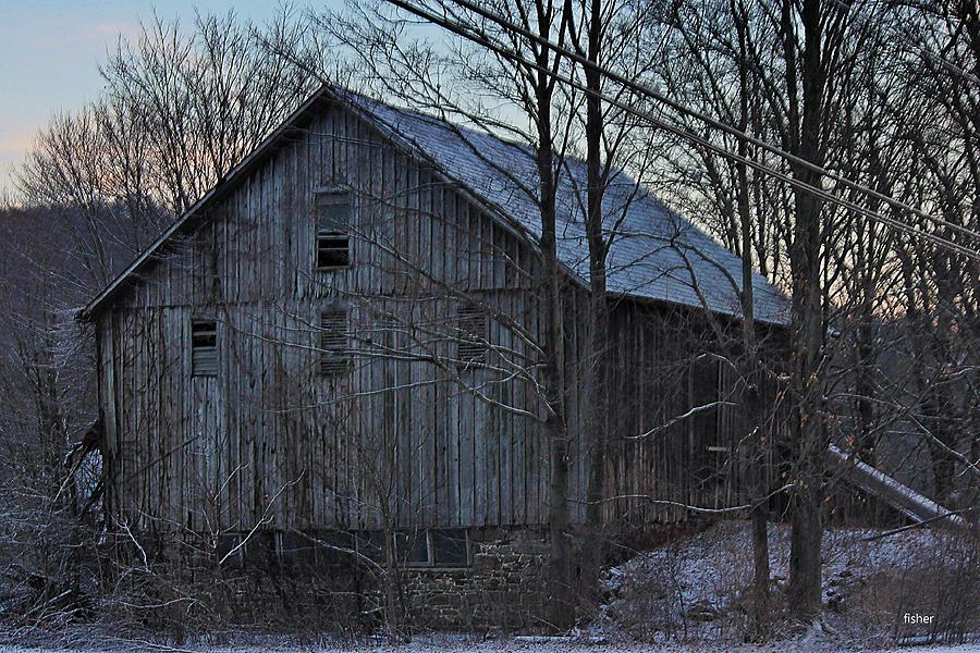 Barn Photograph - First Snow at the Old Barn by Richard Fisher