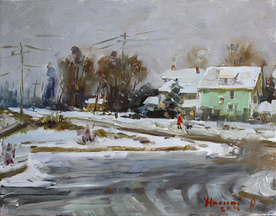 Winter Painting - First Snow for this Winter by Ylli Haruni