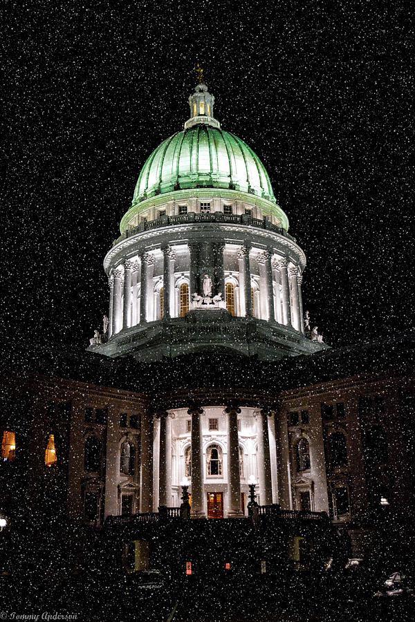 Madison Photograph - First snow in Mad Town - Color by Tommy Anderson