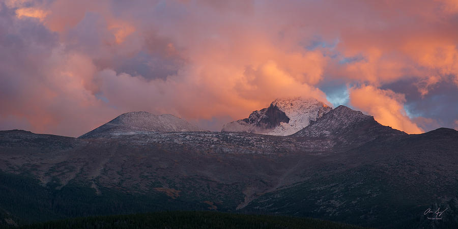 First Snow on Longs Peak Photograph by Aaron Spong