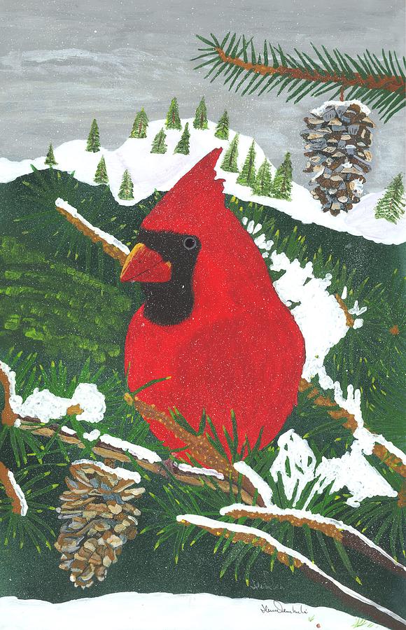 Cardinal Painting - First Snow by William Demboski