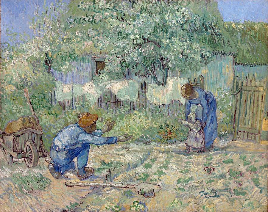 Spring Painting - First Steps after Millet, 1890 by Vincent Van Gogh