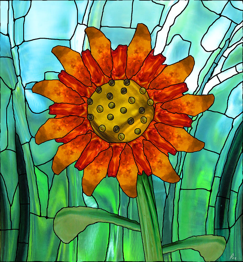Sunflower Digital Art - First Sun by Wendy Rickwalt
