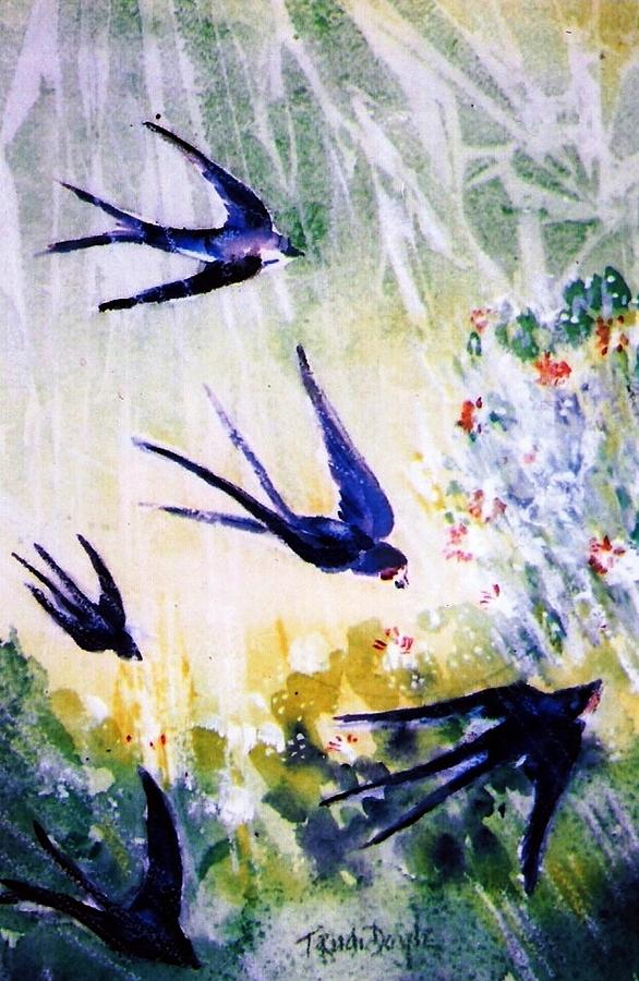 First Swallows of Summer  Painting by Trudi Doyle