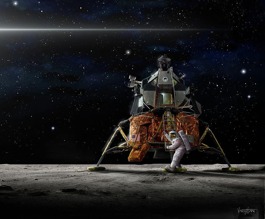 First to the Moon - Apollo 11 Digital Art by James Vaughan