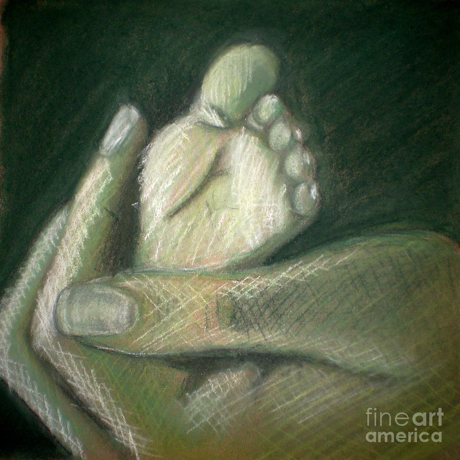 Feet Drawing - First Touch 2 by Maria Mills