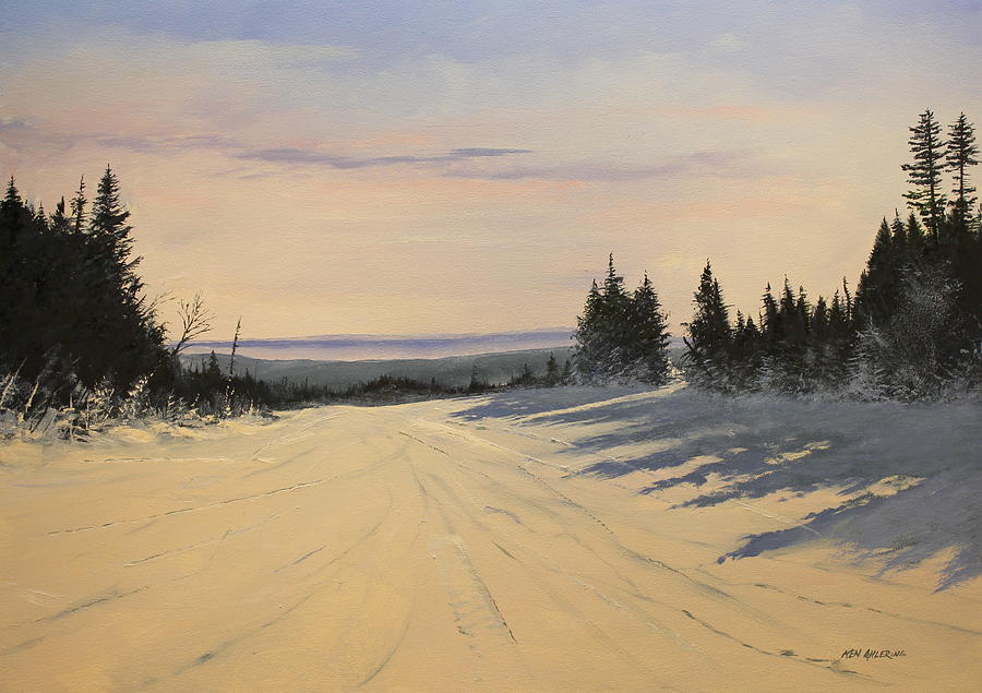 Vermont Painting - first tracks Stratton by Ken Ahlering