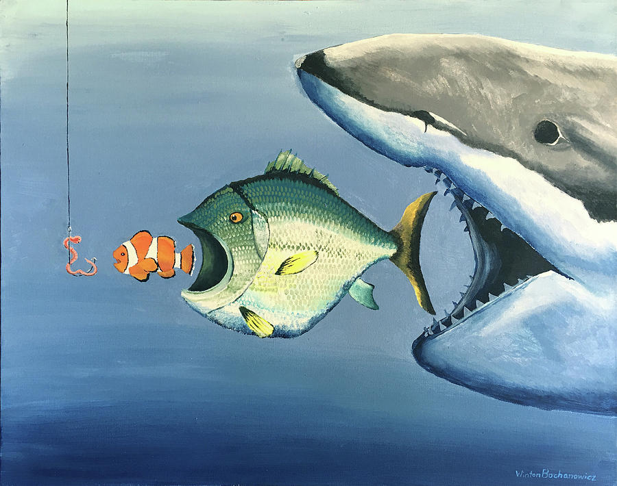 Fish Bait Painting by Winton Bochanowicz