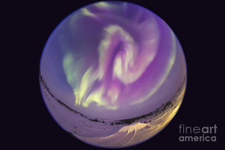 Fish-eye Lens View Of An Aurora Photograph