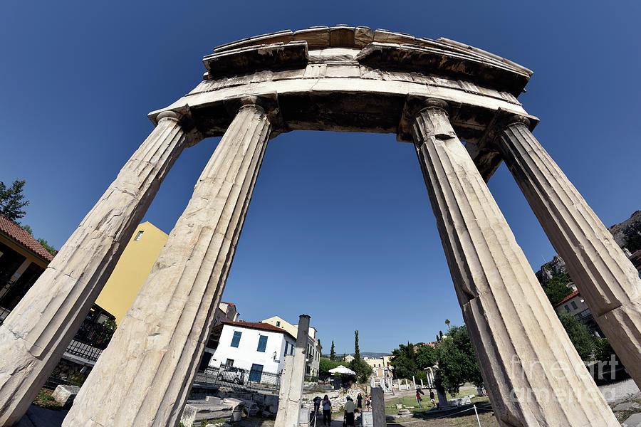 Fish eye view of the Gate of Athina Archegetis in Roman Market Photograph by George Atsametakis