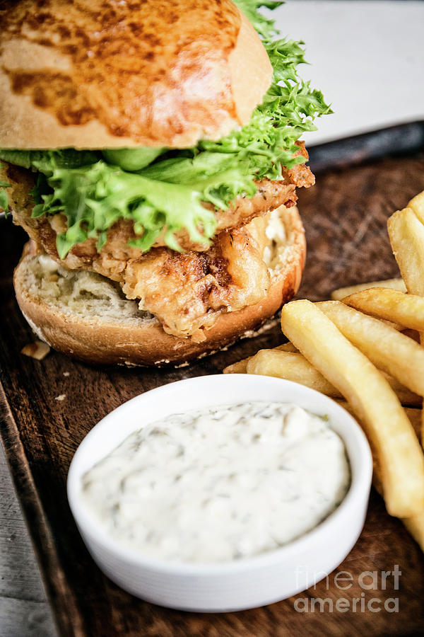 Fish Fillet Burger With Fries And Tartar Sauce  Set Meal Photograph by JM Travel Photography