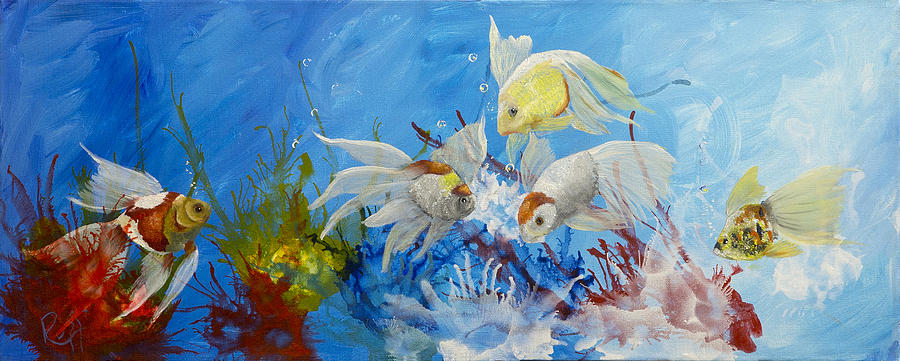 Abstract Painting - Where Fish Do Play In An Abstract Way. by Russell Collins